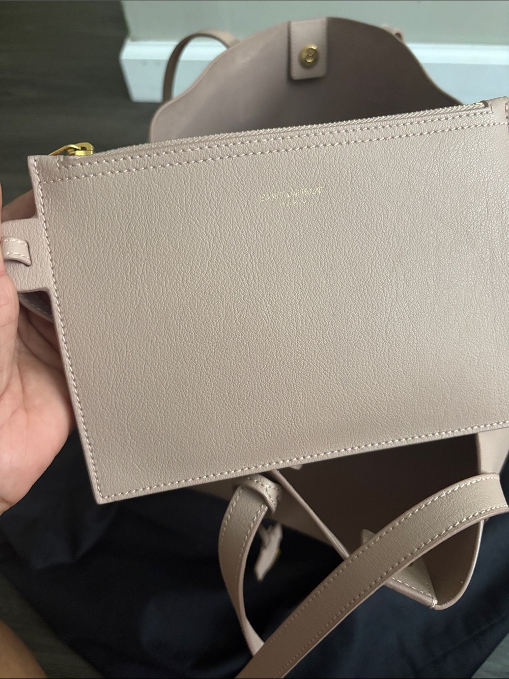 Saint Laurent Blush Leather Tote with Gold YSL Charm - Picture 6 of 16